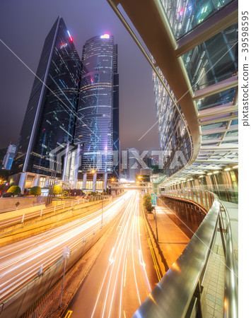 Traffic on streets of Hong Kong at night, China 39598595