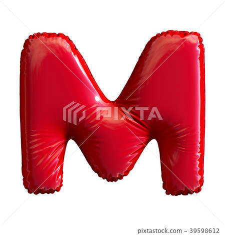 Red letter M made of inflatable balloon isolated 39598612