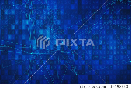 Blue connection lines on data screen background Blue connection lines on data screen background 39598780