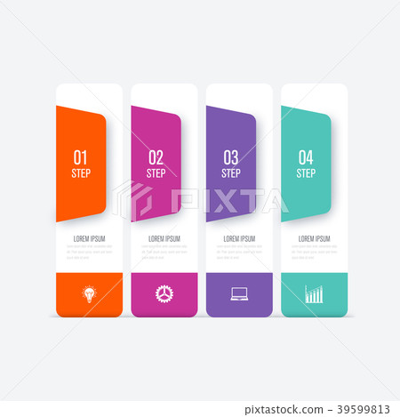 Business infographics template 4 steps with square 39599813