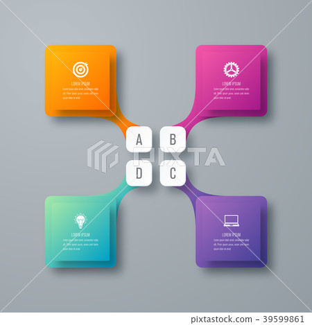 Business infographics template 4 steps with square - Stock Illustration ...