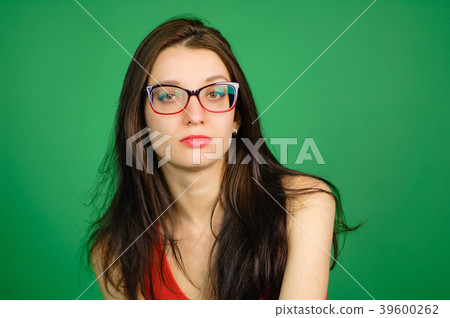 Studio Portrait of Smart Brunette Woman in Studio Portrait of Smart Brunette Woman in 39600262