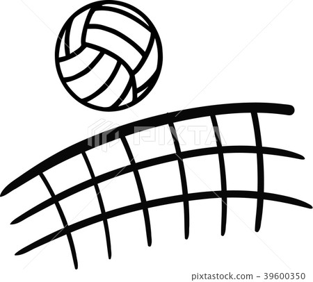 Volleyball flying over net 39600350