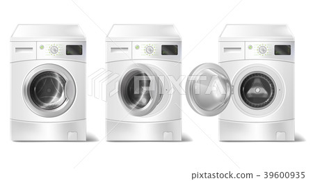 Vector set of 3d realistic washing machine 39600935