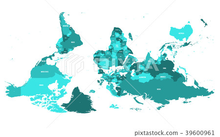 Reversed or upside down political map of World 39600961