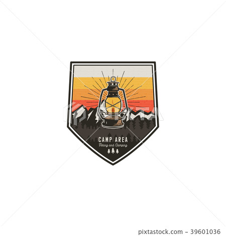 Camping and hiking vintage badge. Mountain 39601036