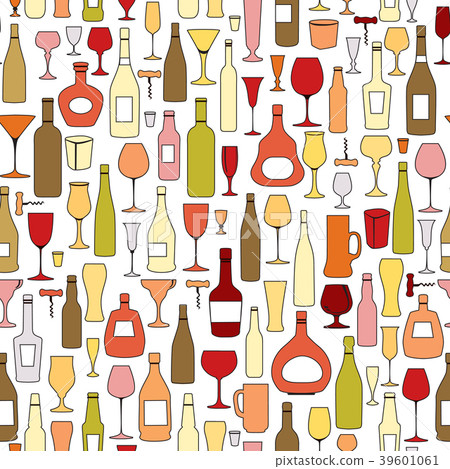 Wine bottle glass tile pattern Drink background Wine bottle glass tile pattern Drink background 39601061