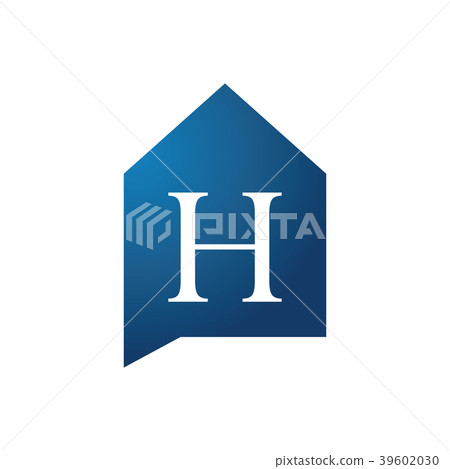 Blue House And Initial Letter H Logo Stock Illustration 39602030 Pixta