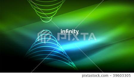 Abstract wave on dark background, shiny glowing Abstract wave on dark background, shiny glowing 39603305