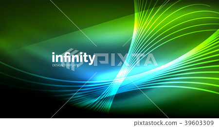 Abstract wave on dark background, shiny glowing Abstract wave on dark background, shiny glowing 39603309