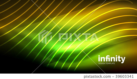 Abstract wave on dark background, shiny glowing Abstract wave on dark background, shiny glowing 39603341