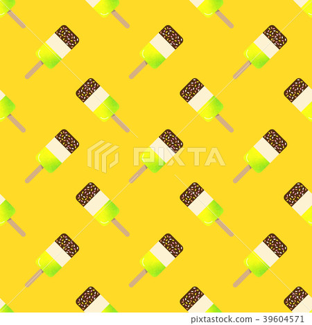 Seamless background watercolor popsicle dessert Seamless background watercolor popsicle dessert 39604571