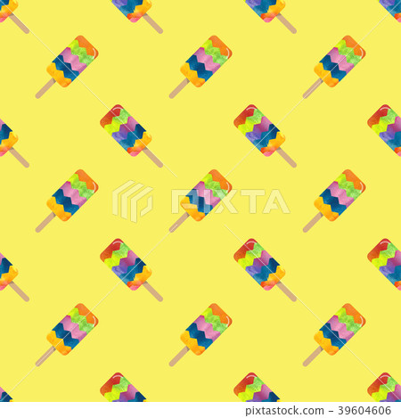 Seamless background watercolor popsicle dessert 39604606