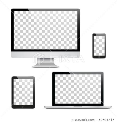 Set of realistic computer monitor, laptop, tablet 39605217