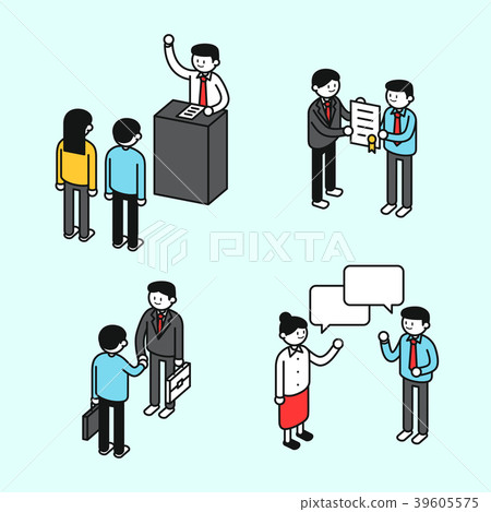 Vector - Teamwork related Flat concept design Set Stick Figure Pictogram Icons. 003 39605575