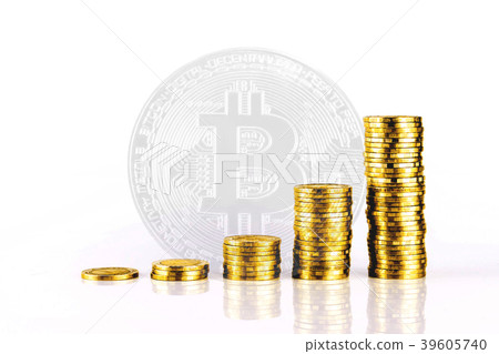 Gold Coin on Bitcoin Background 39605740