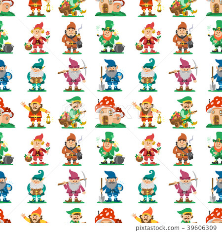 Fairy tale fantastic gnome seamless pattern 39606309