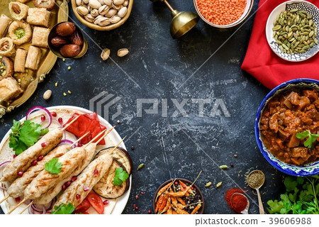 Turkish or arabic cuisine. Turkish food on dark 39606988