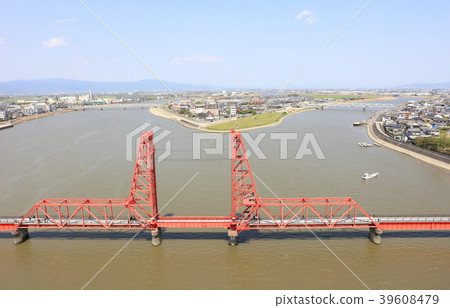 Chikugo River rising bridge Okawa City Fukuoka Prefecture _ Saga Prefecture Saga City Morotomi Town 39608479