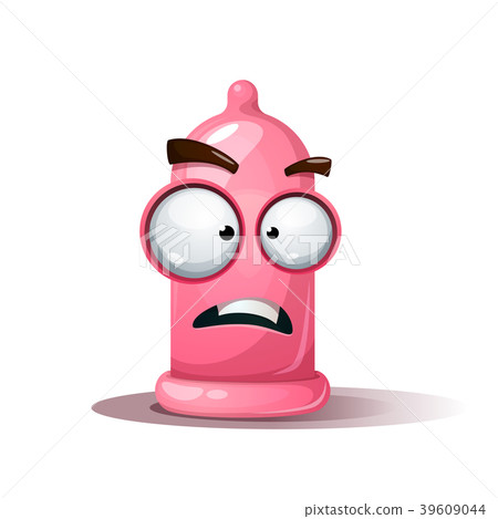 Funny, cute, crazy condom illustration. Sad smiley Funny, cute, crazy condom illustration. Sad smiley 39609044