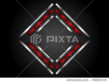 Glossy red and silver square abstract tech design Glossy red and silver square abstract tech design 39609138