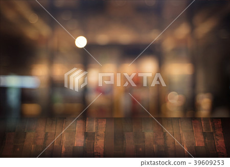 Wooden board empty table  cafe, coffee shop,  39609253