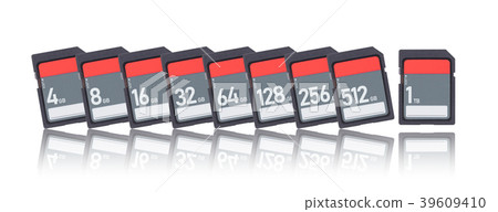 Memory cards isolated on white background 39609410