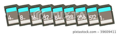Memory cards isolated on white background 39609411
