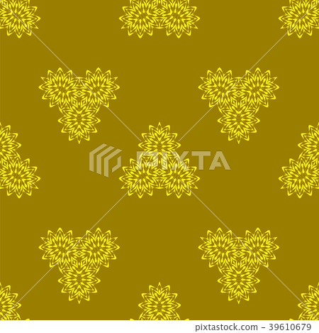 Yellow Orange Ornamental Seamless Pattern.  39610679