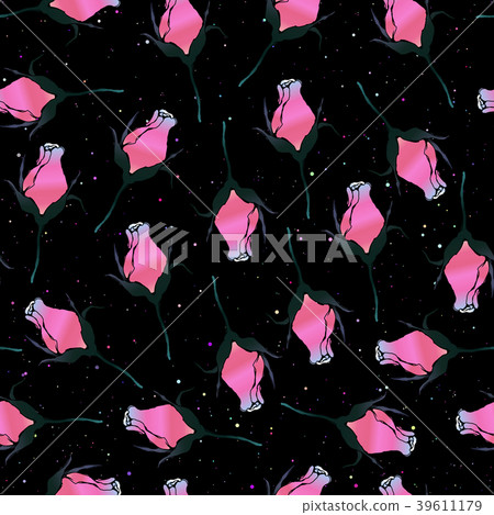 Seamless pattern rosebuds vector Seamless pattern rosebuds vector 39611179