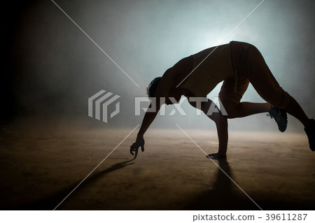 man looking for balance. connection with earth. 39611287