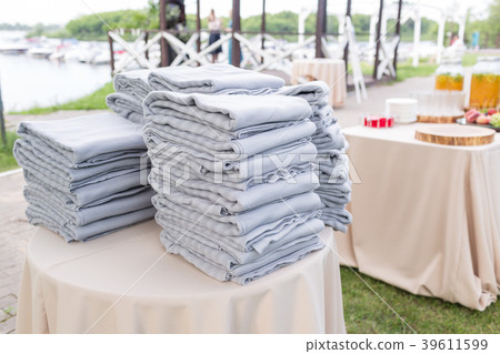 Gray plaids for bad weather. Summer time. Outdoor 39611599