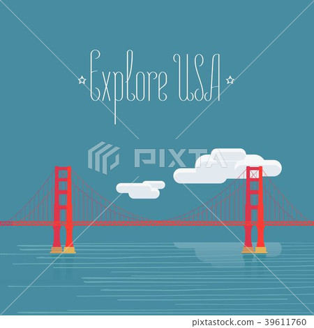 Explore USA with Golden Gate bridge vector poster Explore USA with Golden Gate bridge vector poster 39611760