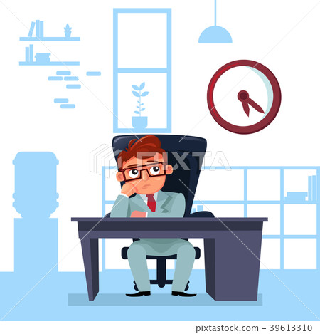 Business Man Boss Sit At Office Desk Looking At Business Man Boss Sit At Office Desk Looking At 39613310