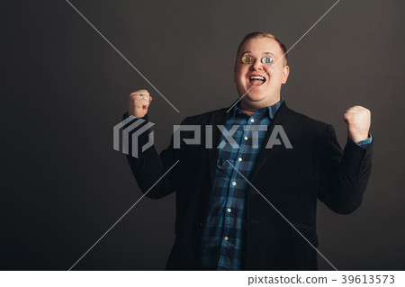 fat celebrating man make crazy face.crazy bitcoin fat celebrating man make crazy face.crazy bitcoin 39613573