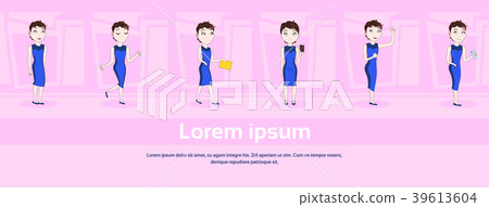 Set of Cartoon Woman In Elegant Dress In Different 39613604