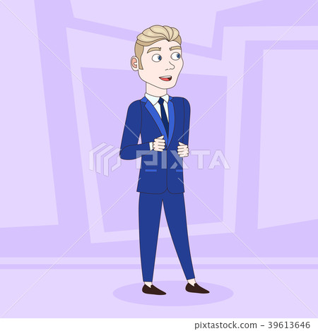 Cartoon Business Man In Elegant Suit Cheerful Cartoon Business Man In Elegant Suit Cheerful 39613646