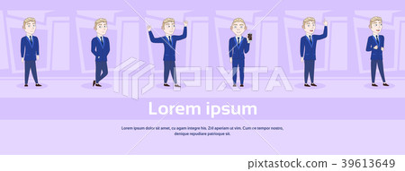 Set Of Cartoon Business Man In Elegant Suit In 39613649