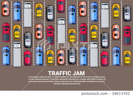 Highway Traffic Jam Top Above View With Road Full 39613702