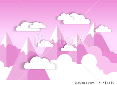 White Clouds Over Pink Sky And Silhouette White Clouds Over Pink Sky And Silhouette 39614319