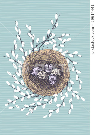 Vector illustration of hand drawn nest with Vector illustration of hand drawn nest with 39614441