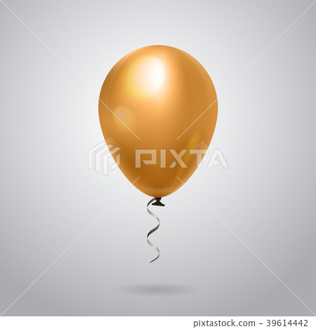 Beautiful Golden Balloon With Ribbon On Grey 39614442