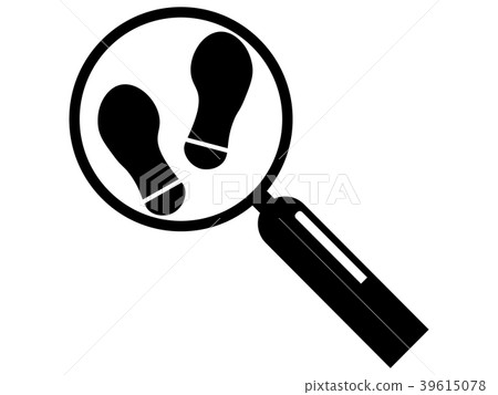 Magnifying glass and footprints Magnifying glass and footprints 39615078