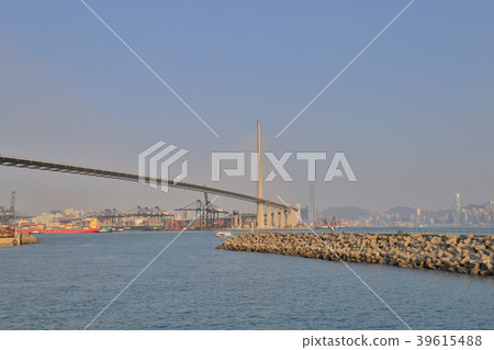 Stonecutter bridge on day time, Hong Kong Stonecutter bridge on day time, Hong Kong 39615488