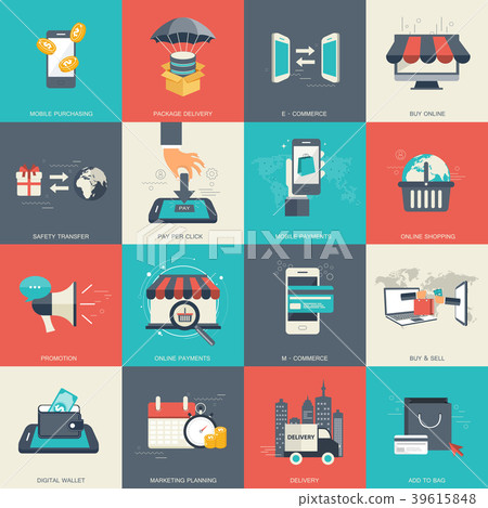 E - commerce and online shopping icon set E - commerce and online shopping icon set 39615848