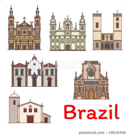 Famous travel landmark of Brazil thin line icon Famous travel landmark of Brazil thin line icon 39616446