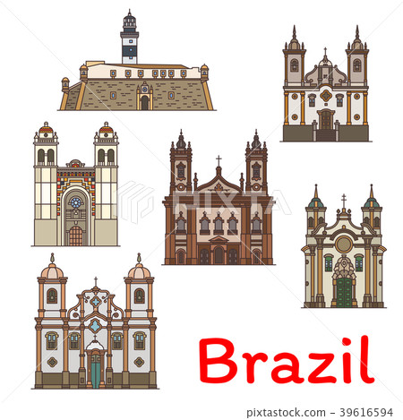 Popular travel landmark of Brazil thin line icon Popular travel landmark of Brazil thin line icon 39616594