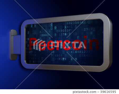 Blockchain concept: Peercoin on billboard 39616595