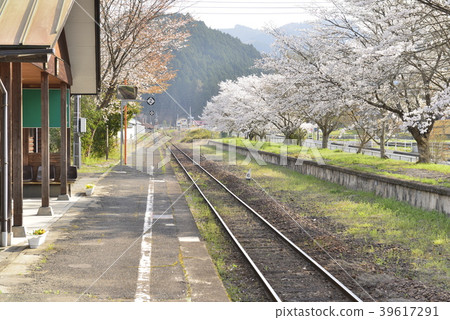 Scenery of spring in the countryside station (JR West Nipponhime Shinsen Tsukita Station) Scenery of spring in the countryside station (JR West Nipponhime Shinsen Tsukita Station) 39617291