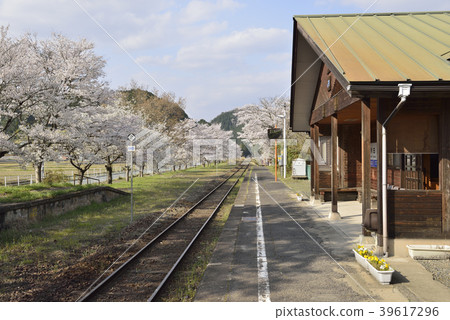 農村車站(JR西日本天神新站田地站)的春天的風景 農村車站(JR西日本天神新站田地站)的春天的風景 39617296